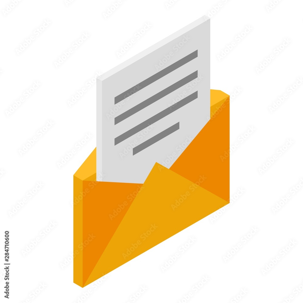 Poster inbox mail icon. isometric of inbox mail vector icon for web design isolated on white background