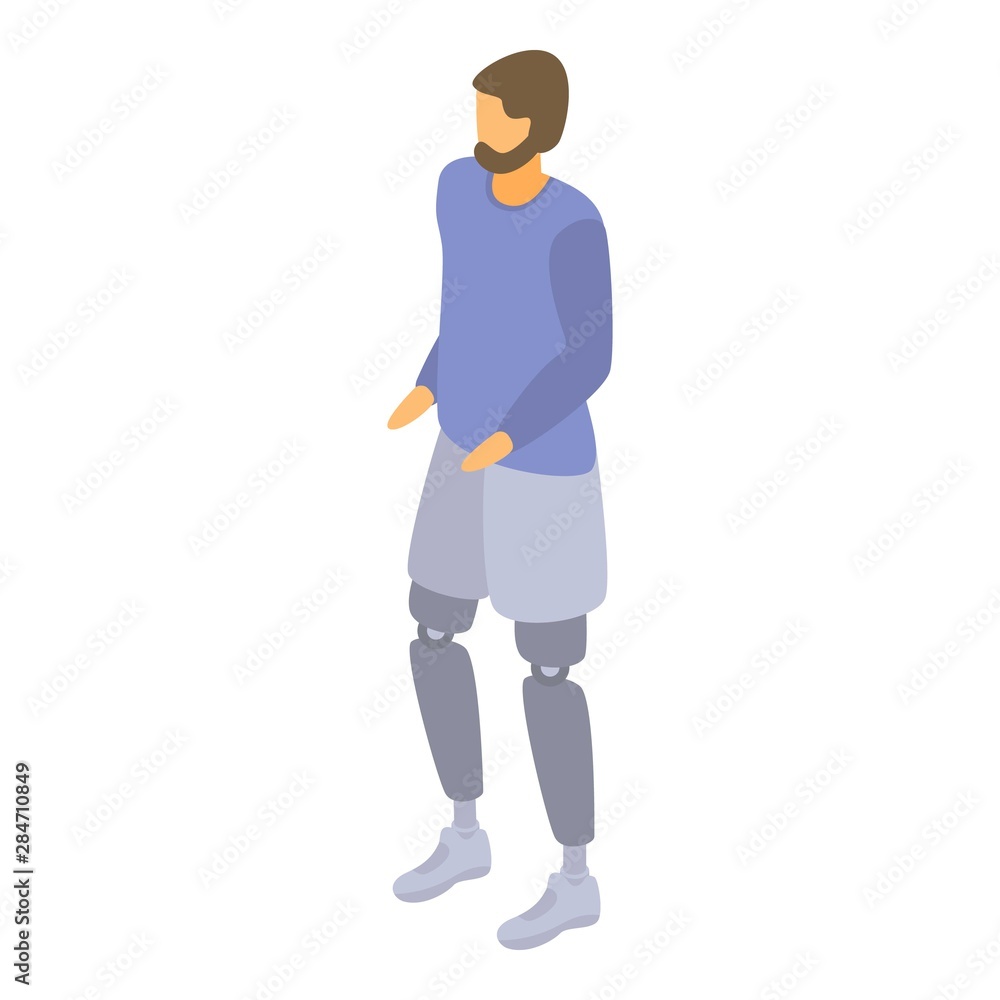 Poster man leg amputation icon. isometric of man leg amputation vector icon for web design isolated on whit