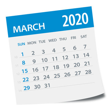 March 2020 Calendar Leaf - Vector Illustration