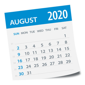 August 2020 Calendar Leaf - Vector Illustration