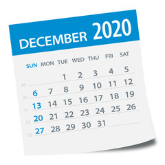 December 2020 Calendar Leaf - Vector Illustration