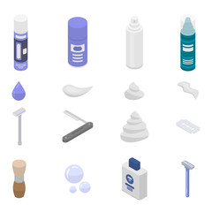 Shaving foam icons set. Isometric set of shaving foam vector icons for web design isolated on white background