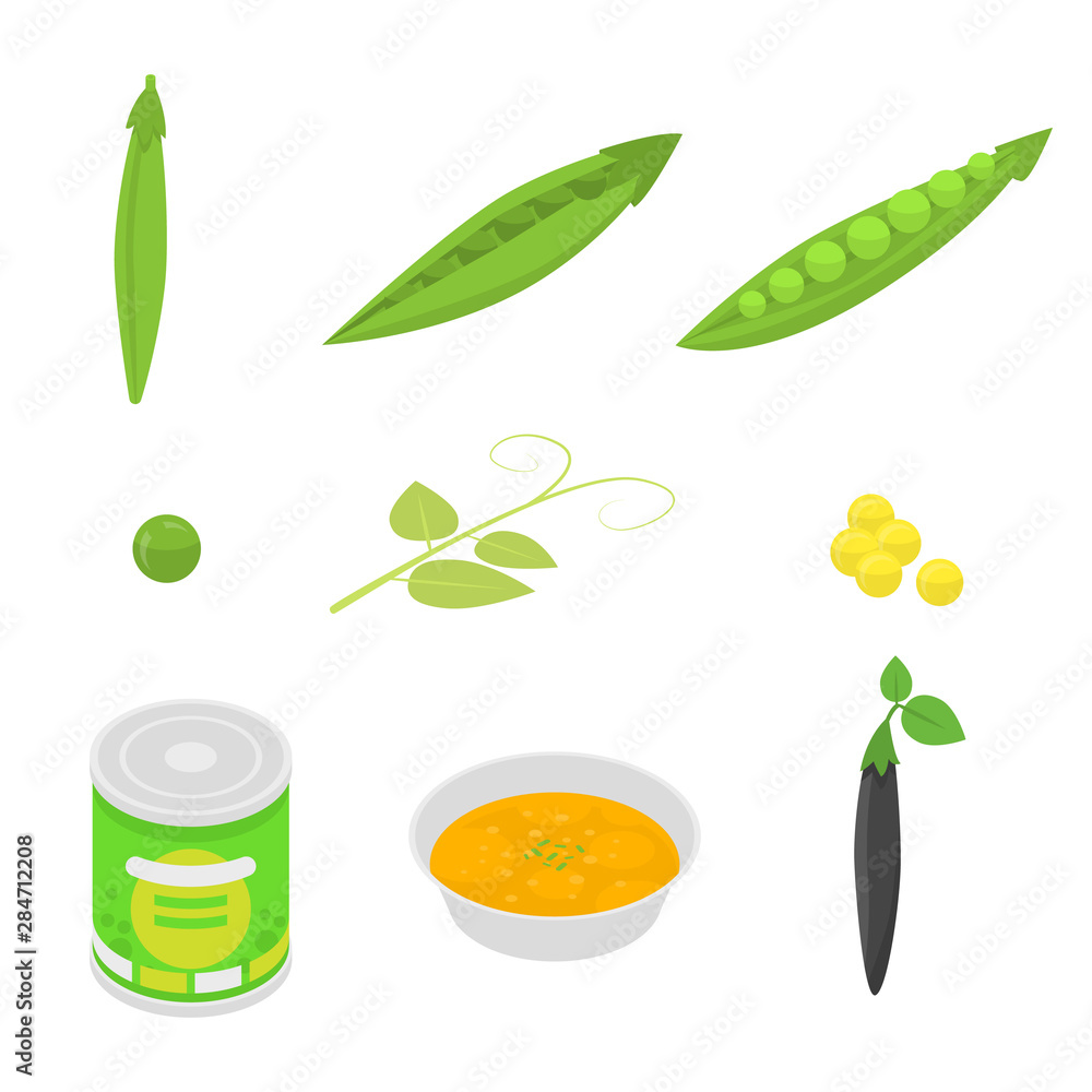Aufkleber peas icons set. isometric set of peas vector icons for web design isolated on white background