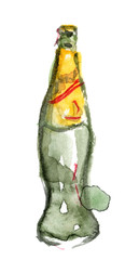 Watercolor Lemonade Bottle