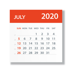 July 2020 Calendar Leaf - Vector Illustration