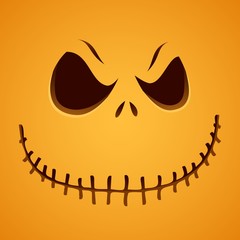 Sinister Pumpkin Face on yellow background