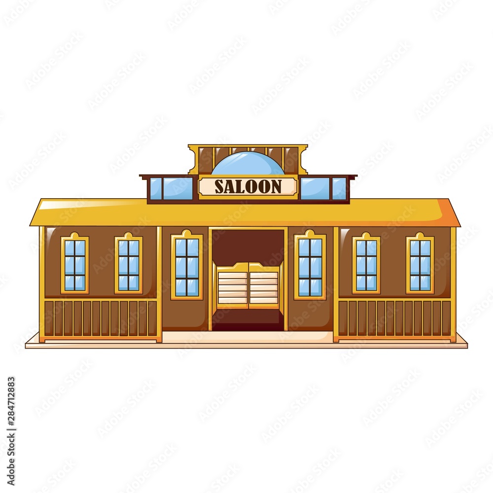 Poster saloon building icon. cartoon of saloon building vector icon for web design isolated on white backgr