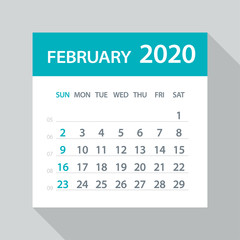 February 2020 Calendar Leaf - Vector Illustration