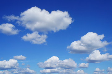 Blue sky with white clouds.
