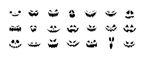 Foto op Plexiglas Set of Halloween scary pumpkins cut. Spooky creepy pumpkins cut © Sergey Kolesov