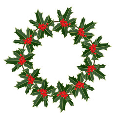 Winter wreath Vector illustration Christmas holly trees