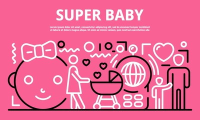Super baby banner. Outline illustration of super baby vector banner for web design