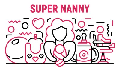 Super nanny banner. Outline illustration of super nanny vector banner for web design
