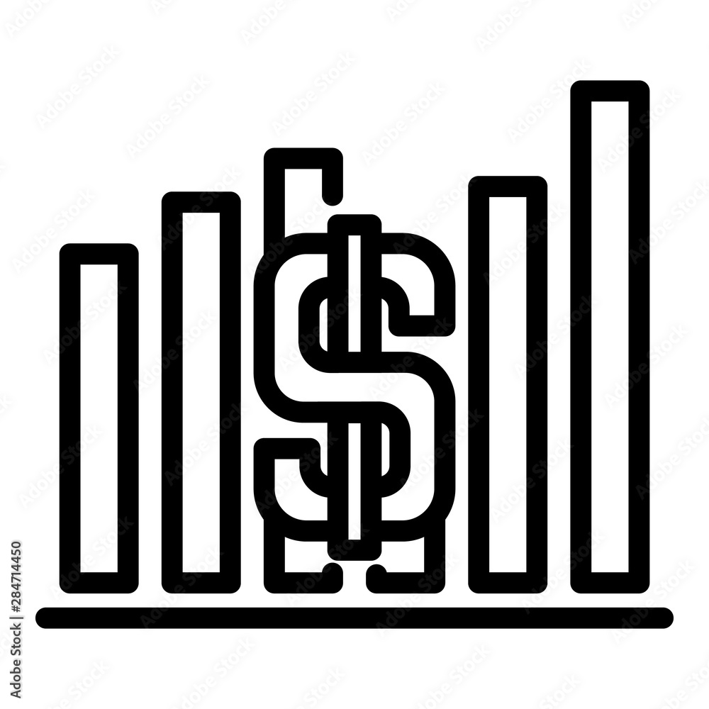 Poster dollar graph icon. outline dollar graph vector icon for web design isolated on white background