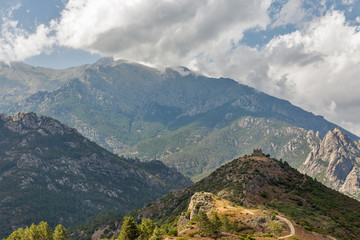 Mountain landscape in Corsica, France.