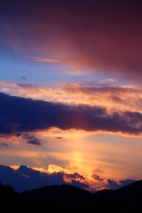 夕焼け　太陽柱