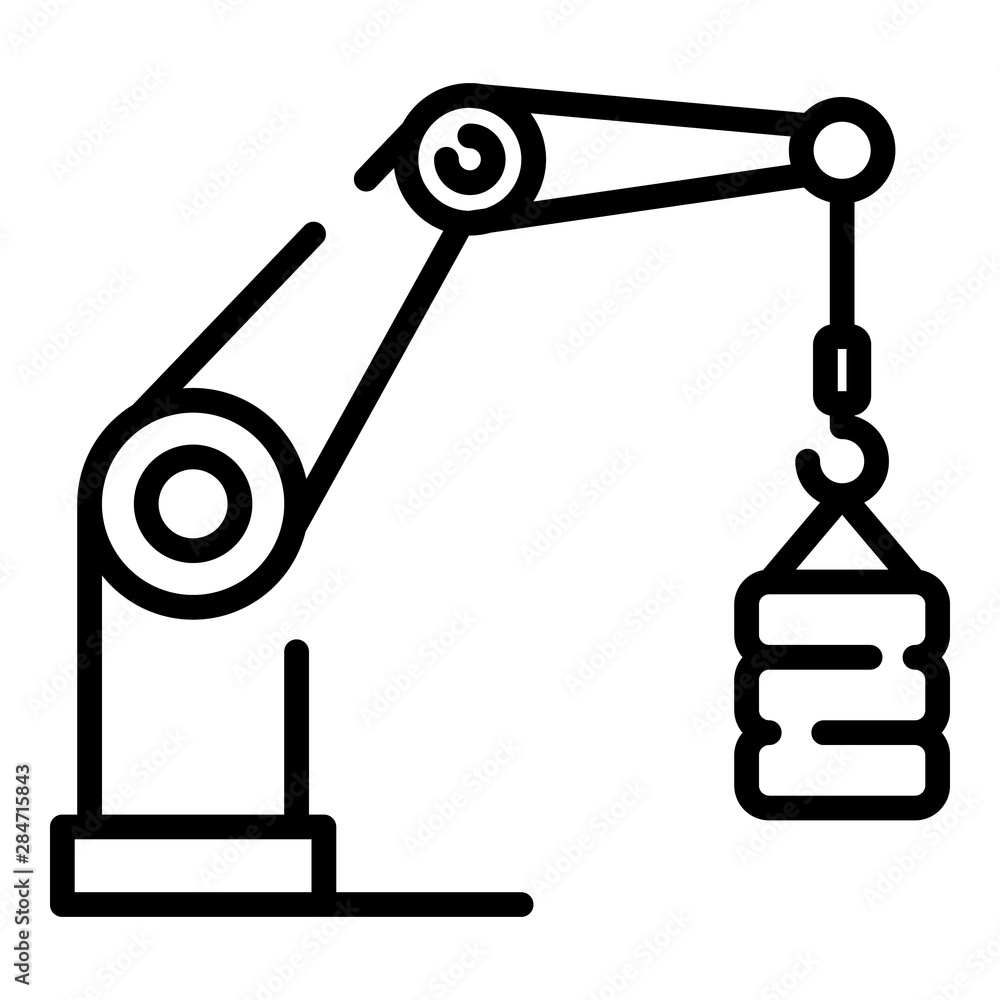 Poster robot arm crane icon. outline robot arm crane vector icon for web design isolated on white backgroun