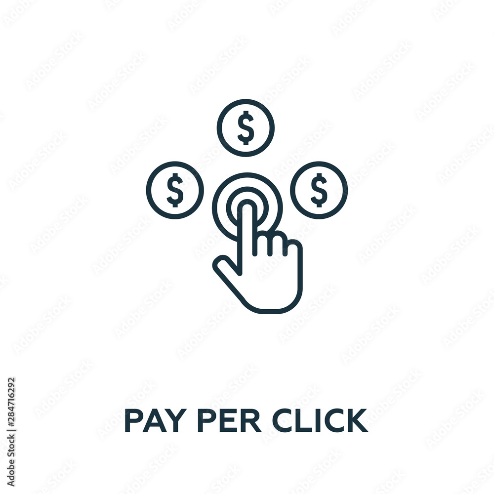 Poster pay per click vector icon symbol. creative sign from advertising icons collection. filled flat pay p