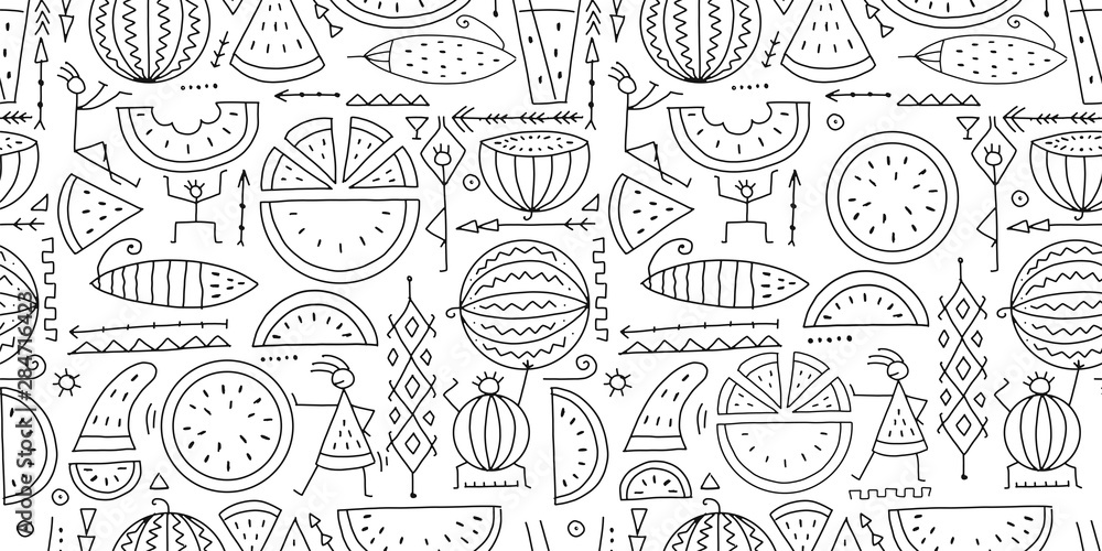 Poster watermelon collection, seamless pattern for your design