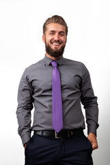 Portrait of a bearded businessman isolated on a white background