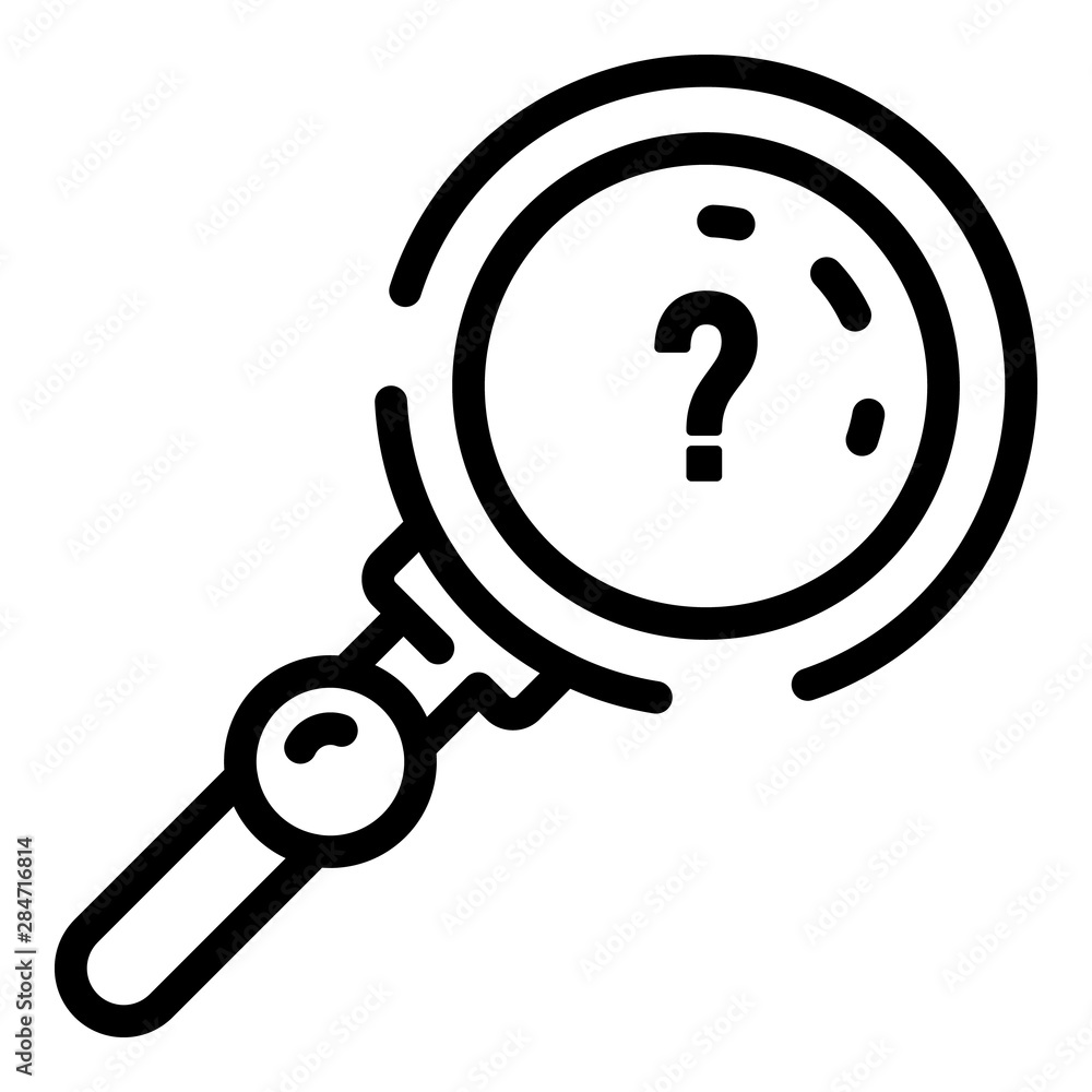 Aufkleber quest question magnify glass icon. outline quest question magnify glass vector icon for web design i