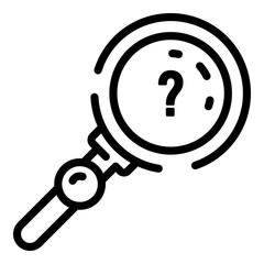 Quest question magnify glass icon. Outline quest question magnify glass vector icon for web design isolated on white background