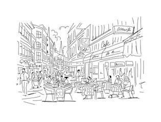 Old european street, sketch for your design