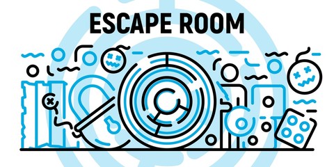Escape room banner. Outline illustration of escape room vector banner for web design