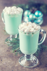 Homemade Peppermint Hot Chocolate with Marshmallows for Christmas holiday