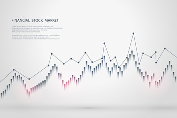 Stock market graph or forex trading chart for business and financial concepts, reports and investment on grey background . Vector illustration