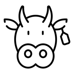 Cow head icon. Outline cow head vector icon for web design isolated on white background