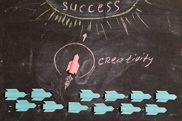 Business idea, individuality and creativity. Success and motivation. The leader with the...