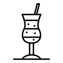 Cold glass cocktail icon. Outline cold glass cocktail vector icon for web design isolated on white background
