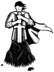 Obraz premium King Arthur Line Art