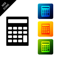 Calculator icon isolated on white background. Accounting symbol. Business calculations mathematics education and finance. Set icons colorful square buttons. Vector Illustration