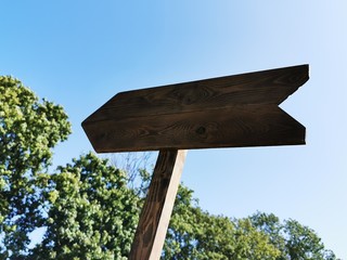 Wooden arrow (track blank, cursor,  road sign) with space for text