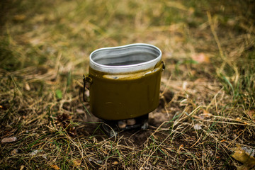 Water kettle on a camping / tourist stove