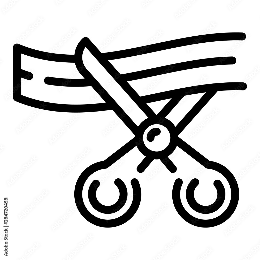 Poster open ceremony scissors cutting icon. outline open ceremony scissors cutting vector icon for web desi
