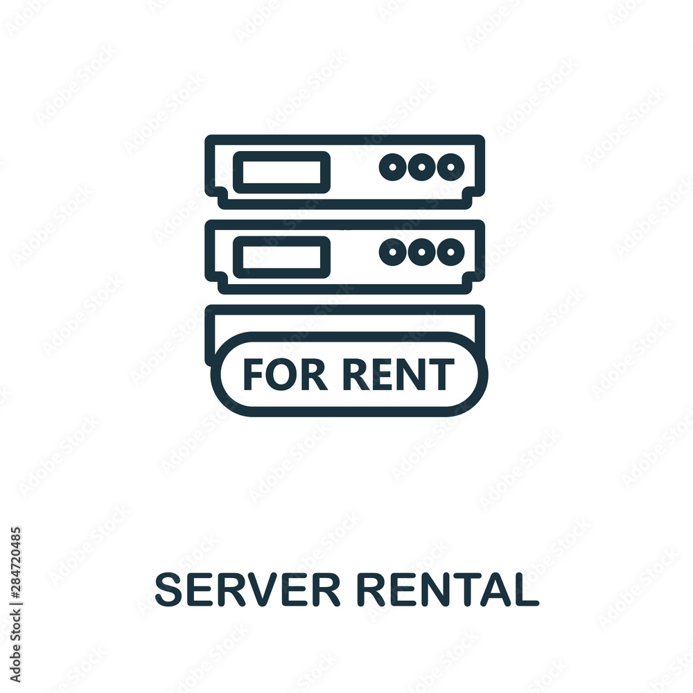 Poster server rental icon. thin outline style design from web hosting icons collection. creative server ren