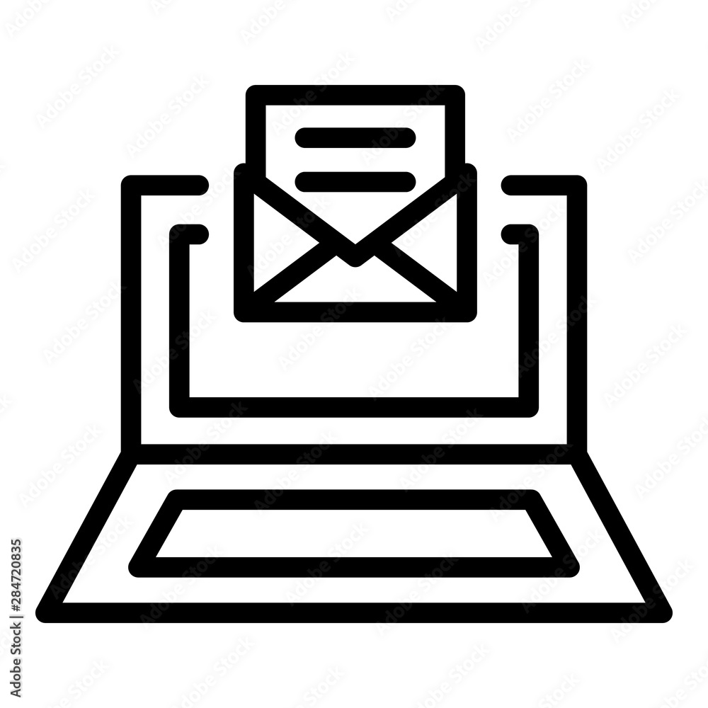 Poster inbox laptop icon. outline inbox laptop vector icon for web design isolated on white background