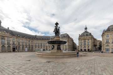 Fototapeta na wymiar Fountain of the Three Graces, Place de la Bourse, Bordeaux, France