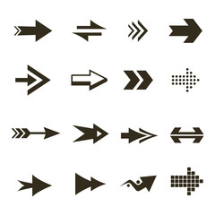 Modern black icons and logos set of arrows