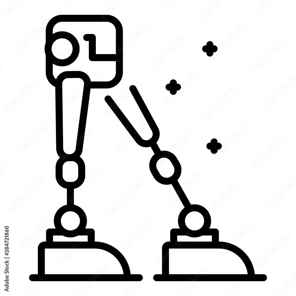 Poster legs of the robot icon. outline legs of the robot vector icon for web design isolated on white backg