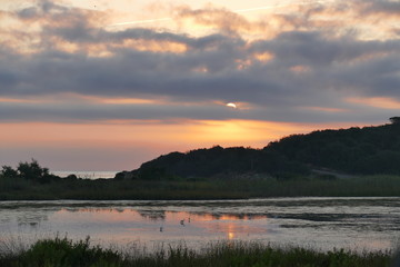 Crépuscule sur l'étang Stagni d'Arje Vecchie près de Porto Vecchio