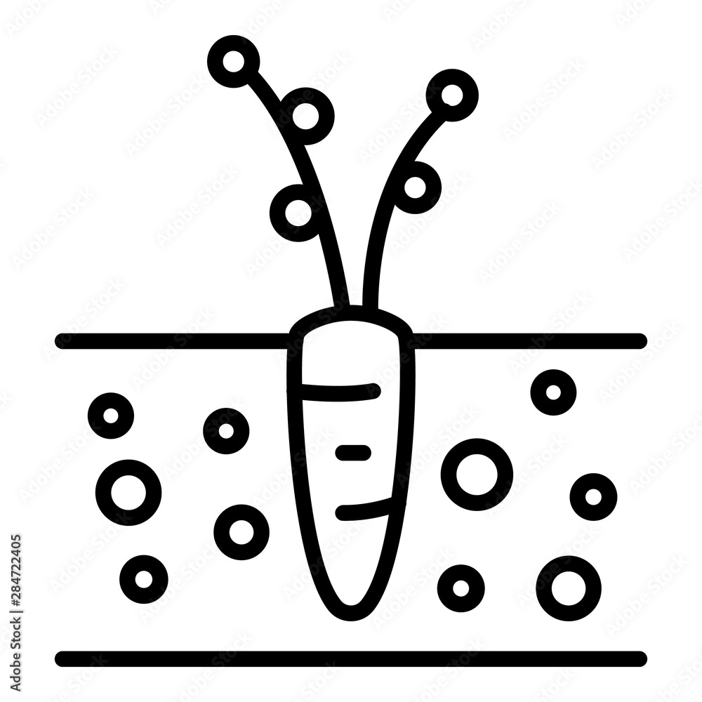 Poster carrot in the soil icon. outline carrot in the soil vector icon for web design isolated on white bac