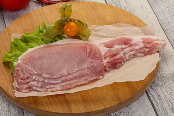 Raw pork bacon