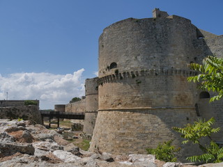 Otranto Aragonese Castle. It was built with a pentagonal plan, surrounded by a high moat and with...