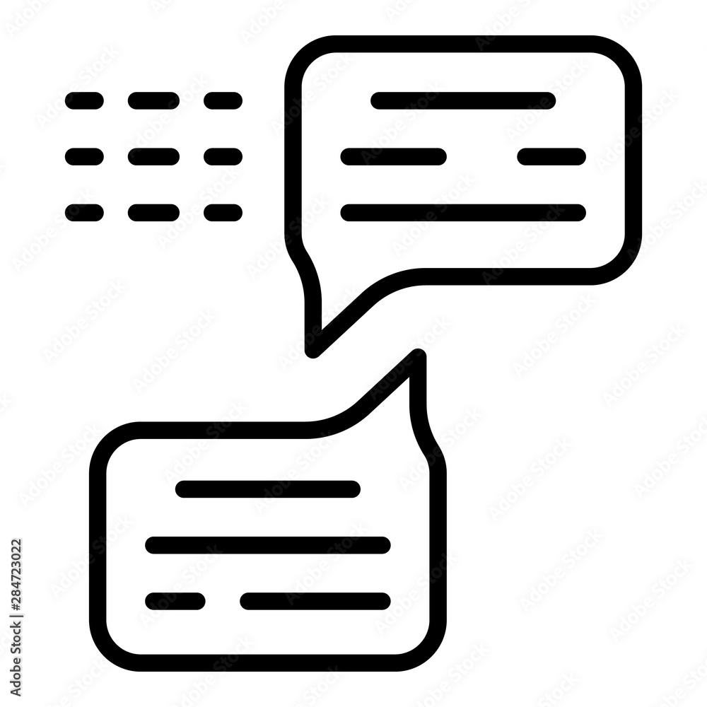 Poster chat bubble with text icon. outline chat bubble with text vector icon for web design isolated on whi
