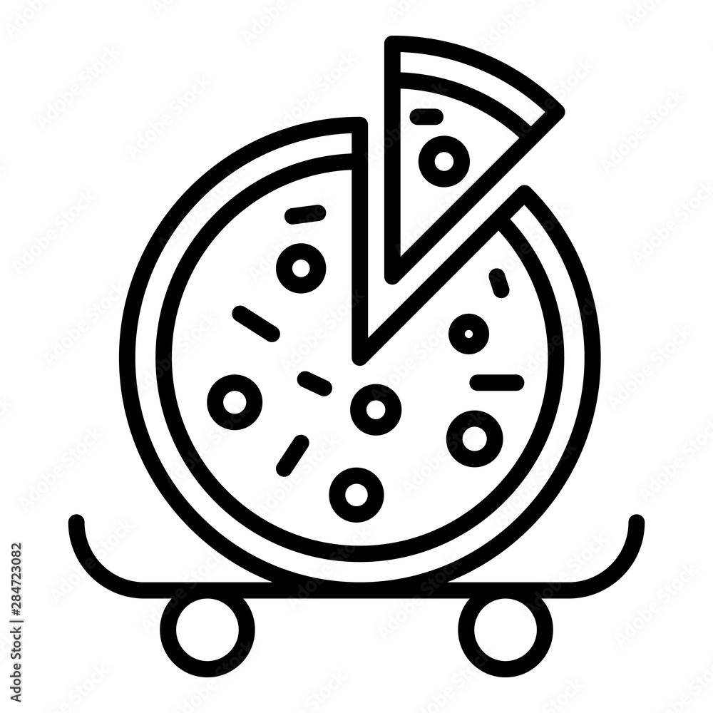 Poster pizza on wheels icon. outline pizza on wheels vector icon for web design isolated on white backgroun