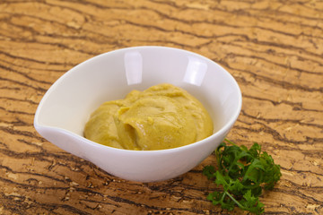 Mustard sauce in the bowl